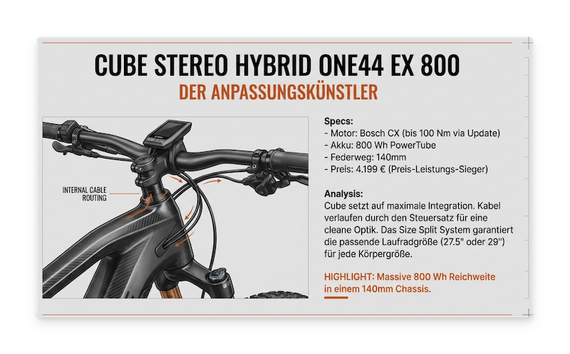 E-Mountainbike Fully Test 4 Cube Stereo Hybrid ONE44 EX 800 Cube Stereo Hybrid ONE44 EX 800 E-MTB Fully